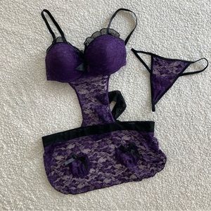 Dark Purple Lace Lingerie Set